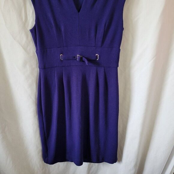 Eliza J Dress Sleeveless Cobalt Blue dressy sz 12 vtg zip belt V-neck timeless - Picture 9 of 17